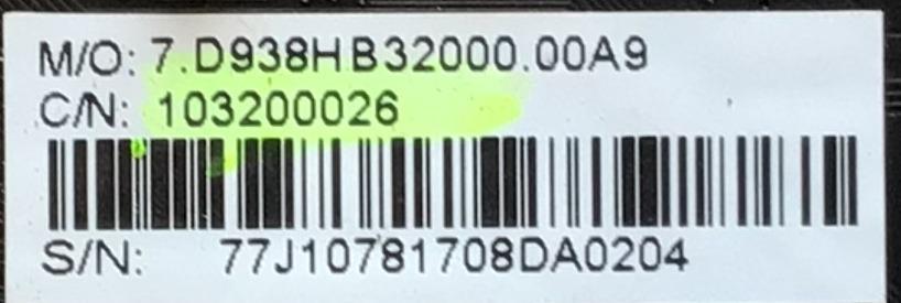 MAIN PARA TV ELEMENT 103200026 / CV938H-B / 7.D938HB32000.00A9 / 77J10781708DA0204 / PANEL T550-0UK-DL / MODELO EL4KAMZ5517T - Imagen 2